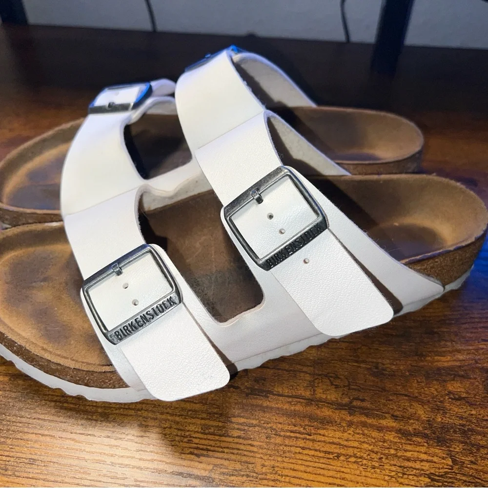 Birkenstock White Two Strap Sandals Size 39 made in Germany women’s size 8 - Picture 8 of 12